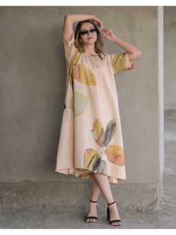 Babli - Women Creamy Cotton Cocoa Dress.