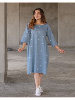 Babli - Women Ocean Blue Cotton Weave Dress