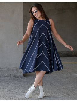 Babli - Women Starry Blue Cotton Weave Dress