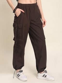 Bene Kleed - Women Brown Classic Loose Fit Mid-Rise Cargo Cotton Pant