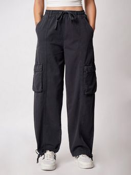 Bene Kleed - Women Grey Relaxed Fit High-Rise Cargo Pant