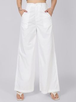 Bene Kleed - Women White Wide Leg Black Casual Pant