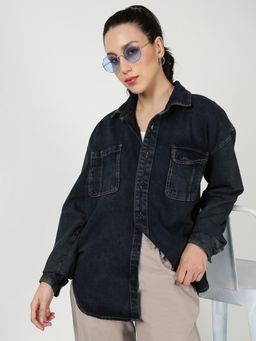 Bene Kleed - Women Blue Oversize Denim Shirt