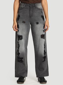 Bene Kleed - Women Charcoal Distress Jeans