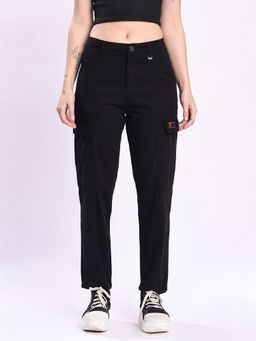 Bene Kleed - Women Black Panelled Cargo Pant