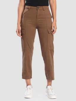 Bene Kleed - Brown Women Cut and Sew Side Long Pocket Cargo Pant