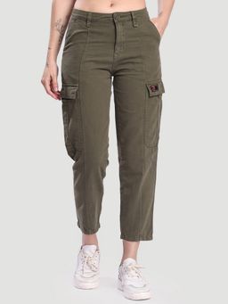 Bene Kleed - Women Olive Panelled Cargo Pant
