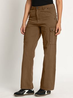 Bene Kleed - Women Brown Straight Fit Cotton Cargo Pants