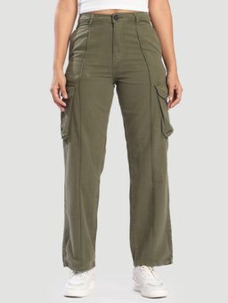 Bene Kleed - Olive Women Front Cut and Sew Till Hem Line Cargo Pant