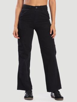 Bene Kleed - Women Black Straight Fit Pure Cotton Cargo Pant