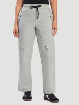 Bene Kleed - Women Relax Fit Cargo Pockets Grey Cargo Pant