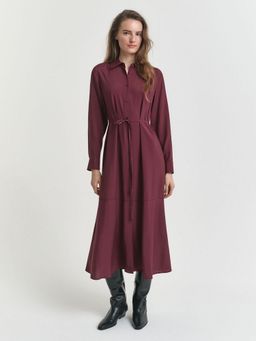 GANT - Women Maroon Solid Collared Dress