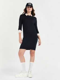 GANT - Women Regular Navy Blue Solid Pure Merino Wool Dress