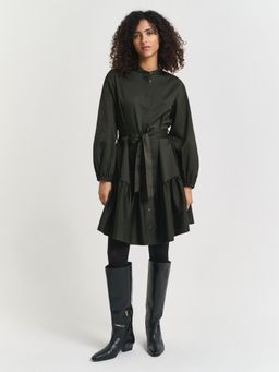 GANT - Women Olive Solid Pure Cotton Collar Dress