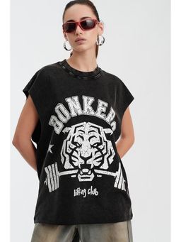 Bonkers Corner - Women Black Wild Barbell Tank Top