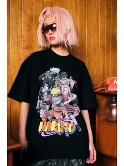 Bonkers Corner - Women Black Leaf Village Legends Oversized T-Shirt