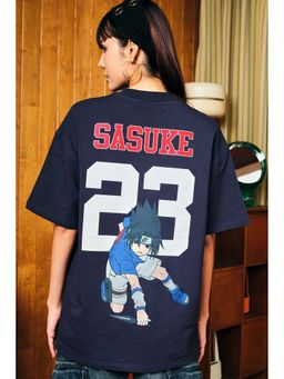 Bonkers Corner - Women Navy Blue Sasuke Dojutsu Oversized T-Shirt