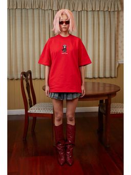 Bonkers Corner - Women Red Mini Itachi Oversized T-Shirt