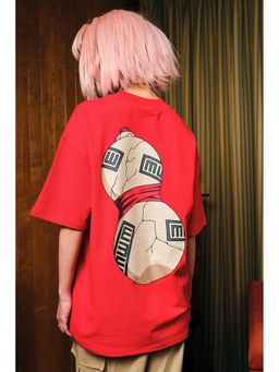 Bonkers Corner - Women Red Hidden Sand Relic Oversized T-Shirt