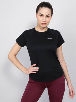 Jockey - MW73 Women Microfiber Fabric Half Sleeve Active Wear T-Shirt - Black