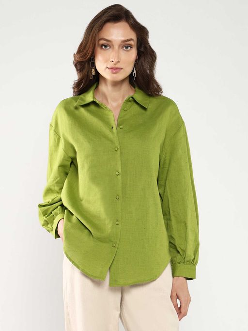 Linen Shirt Mint Green Dress Shirt Womens Women's Shirt In Light Green  11756 Willsoor