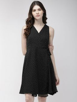 Twenty Dresses by Nykaa Fashion - Black Wrap Her Up Polka Dress