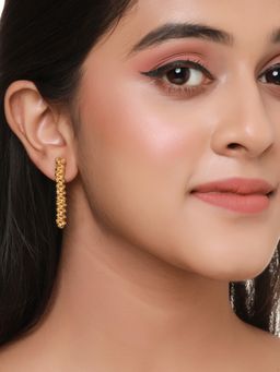 VIRAASI - Glossy Gold Plated Chain Design Drop Earrings for Girls