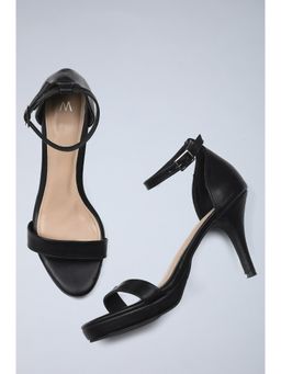 W - Black Solid Open Toe Stilettos Heels