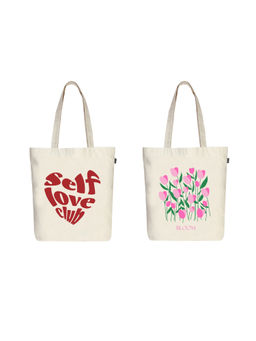 EcoRight - Women Zipper Canvas Tote Bag (Pack of 2) off White