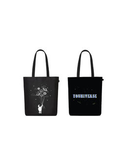 EcoRight - Women Zipper Canvas Tote Bag (Pack of 2) Black