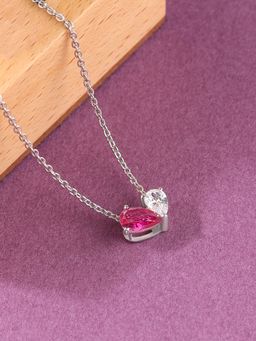 Ornate Jewels - 925 Silver Red Ruby Toi Et Moi Necklace For Women & Girls