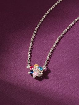 Ornate Jewels - 925 Silver Round Multi Stone Color Pops Necklace For Women & Girls