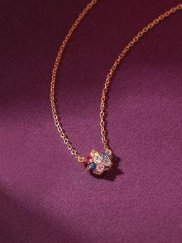 Ornate Jewels - 925 Silver 18K Gold Plated Round Multi Stone Color Pops Necklace For Women & Girls