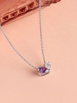 Ornate Jewels - 925 Silver Purple Amethyst Toi Et Moi Necklace For Women & Girls