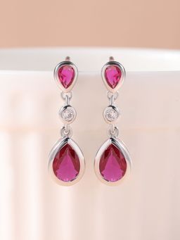 Ornate Jewels - 925 Silver Pear Red Ruby Dangle Earring for Women and Girls