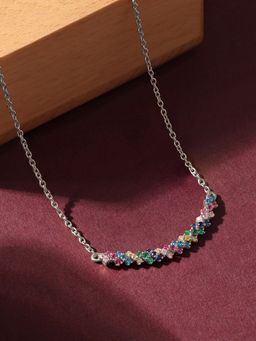 Ornate Jewels - Lollipop 925 Silver Round Multi Stone Color Pops Necklace for Women & Girls