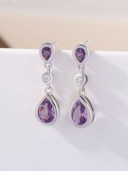 Ornate Jewels - 925 Silver Pear Purple Amethyst Dangle Earring for Women & Girls (Free Size)