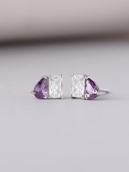 Ornate Jewels - Toi Et Moi 925 Silver Purple Amethyst Stud Earring for Women & Girls (Free Size)