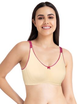 Amante - Solid Non Padded Non-Wired Full Coverage T-Shirt Bra - Peach
