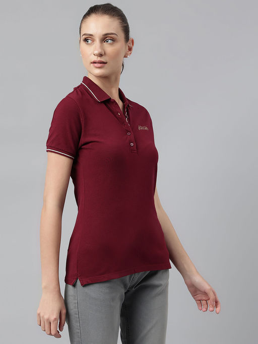 Buy WOODS Solid Plain Maroon Polo T-Shirts Online
