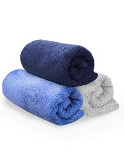 Heelium - Bamboo Hand Towel, Soft, Absorbent & Odour Free, 65x40cm, 3 Pcs, Light Grey, Blue, Iris