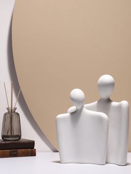 Bonhomie - White Solid Abstract Shaped Minimalistic Ceramic Sculpture