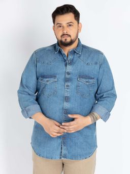 UNSIZED - Indigo Solid Casual Shirt