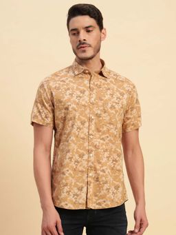 Cantabil - Men Brown Camouflage Breathable and Soft with Color Fastness Shirt