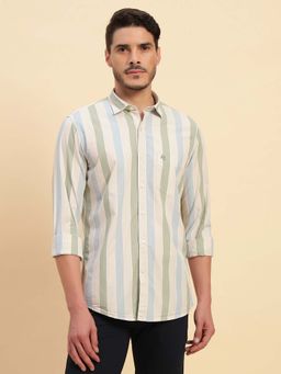 Cantabil - Men Multi-Color Stripes Breathable and Soft with Color Fastness Shirt