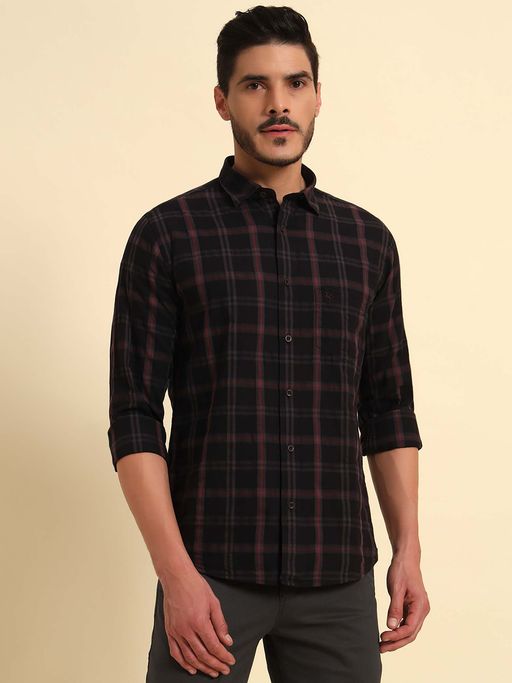 Cantabil Men Multi Color Checked Breathable and Soft with Color Fastness Regular Fit Shirt