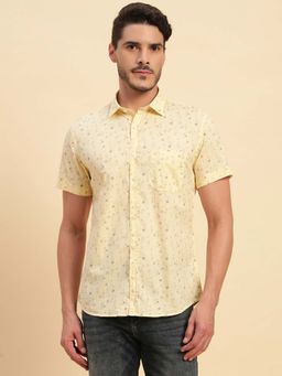 Cantabil - Men Yellow Printed Breathable and Soft with Color Fastness Shirt