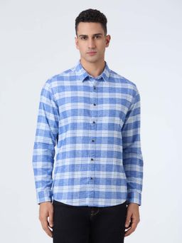 Pepe Jeans - Men Blue Check Full Sleeve Shirt