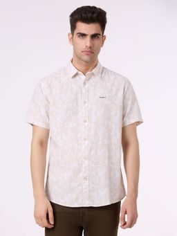 Pepe Jeans - Men Beige Digital Print Half Sleeve Shirt