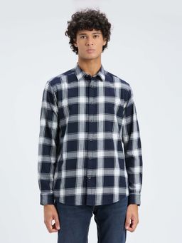 Pepe Jeans - Men Navy Blue Check Full Sleeve Shirt